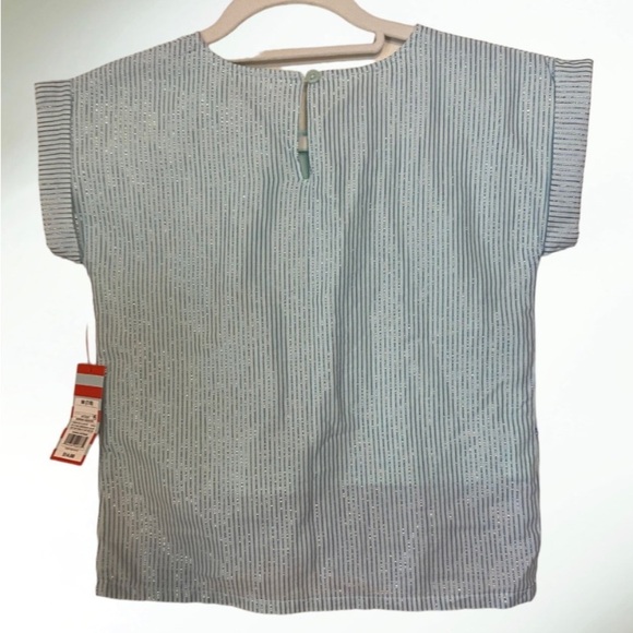 Cat & Jack Blue striped shirt with knot in front  Size Medium (7-8) - Picture 2 of 6